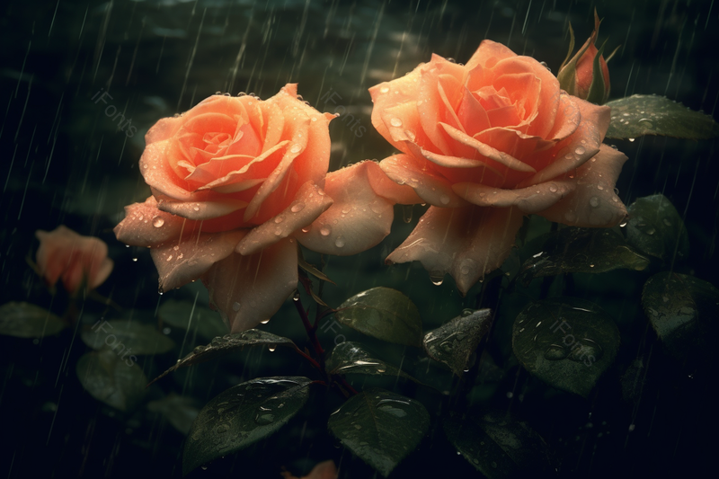 在暴雨中粉色的玫瑰花瓣水花滴落,高清,摄影图,摄影图片,图片大全,摄影图免费下载